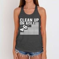 Clean Up On Aisle 46 Impeach Biden Sarcastic AntiBiden 8646 Women's Knotted Racerback Tank