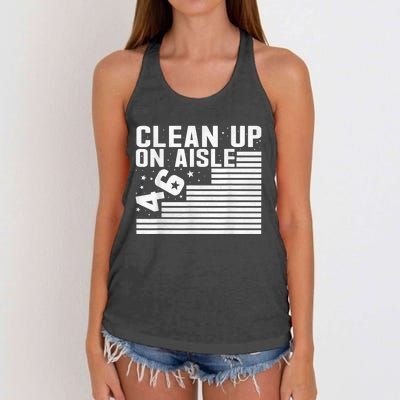 Clean Up On Aisle 46 Impeach Biden Sarcastic AntiBiden 8646 Women's Knotted Racerback Tank