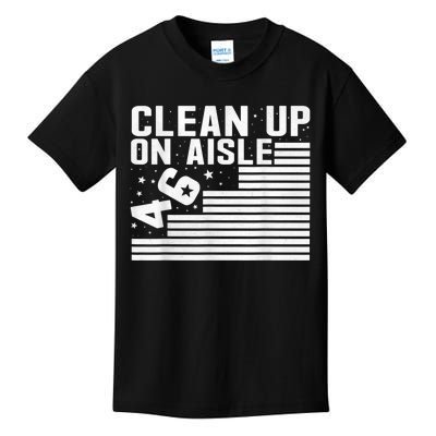 Clean Up On Aisle 46 Impeach Biden Sarcastic AntiBiden 8646 Kids T-Shirt