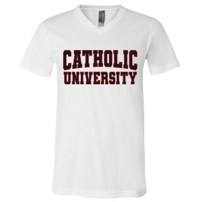 Catholic U.N.I.V.E.R.S.I.T.Y Of America V-Neck T-Shirt