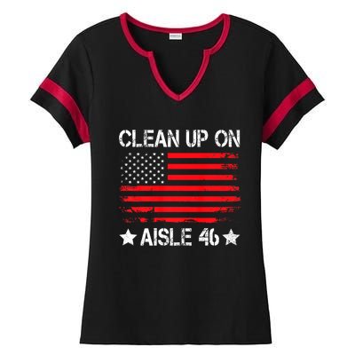 CLEAN UP ON AISLE 46 IMPEACH BIDEN 86 46 VINTAGE US FLAG Ladies Halftime Notch Neck Tee