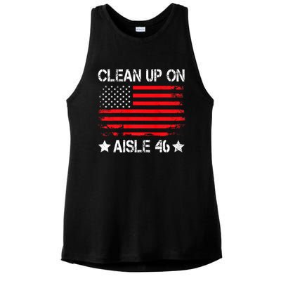 CLEAN UP ON AISLE 46 IMPEACH BIDEN 86 46 VINTAGE US FLAG Ladies PosiCharge Tri-Blend Wicking Tank