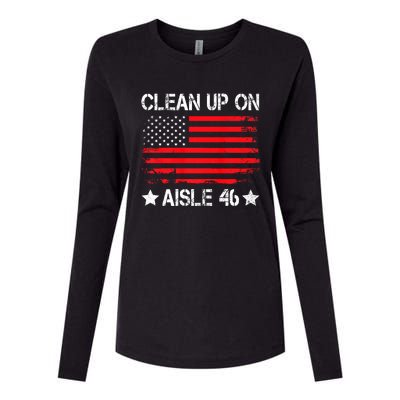 CLEAN UP ON AISLE 46 IMPEACH BIDEN 86 46 VINTAGE US FLAG Womens Cotton Relaxed Long Sleeve T-Shirt