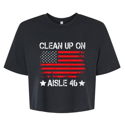 CLEAN UP ON AISLE 46 IMPEACH BIDEN 86 46 VINTAGE US FLAG Bella+Canvas Jersey Crop Tee