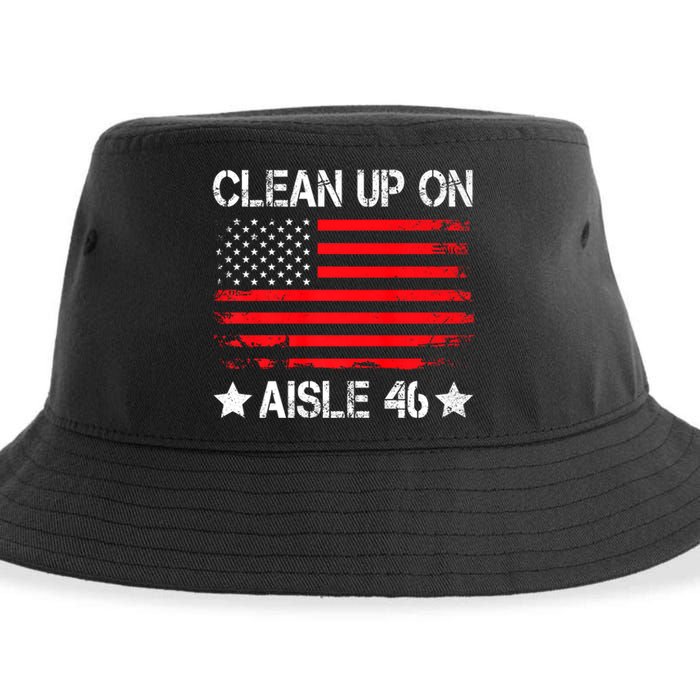 CLEAN UP ON AISLE 46 IMPEACH BIDEN 86 46 VINTAGE US FLAG Sustainable Bucket Hat