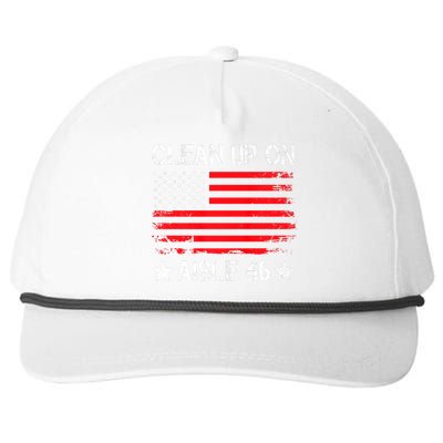 CLEAN UP ON AISLE 46 IMPEACH BIDEN 86 46 VINTAGE US FLAG Snapback Five-Panel Rope Hat