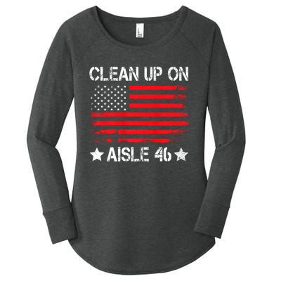 CLEAN UP ON AISLE 46 IMPEACH BIDEN 86 46 VINTAGE US FLAG Women's Perfect Tri Tunic Long Sleeve Shirt