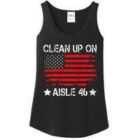 CLEAN UP ON AISLE 46 IMPEACH BIDEN 86 46 VINTAGE US FLAG Ladies Essential Tank