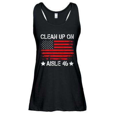 CLEAN UP ON AISLE 46 IMPEACH BIDEN 86 46 VINTAGE US FLAG Ladies Essential Flowy Tank