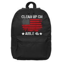 CLEAN UP ON AISLE 46 IMPEACH BIDEN 86 46 VINTAGE US FLAG 16 in Basic Backpack