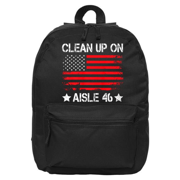 CLEAN UP ON AISLE 46 IMPEACH BIDEN 86 46 VINTAGE US FLAG 16 in Basic Backpack