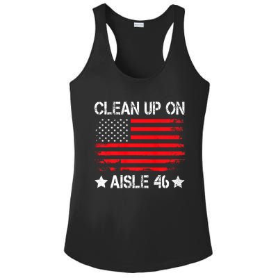 CLEAN UP ON AISLE 46 IMPEACH BIDEN 86 46 VINTAGE US FLAG Ladies PosiCharge Competitor Racerback Tank