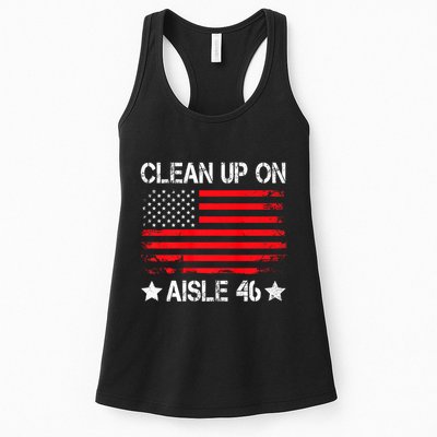 CLEAN UP ON AISLE 46 IMPEACH BIDEN 86 46 VINTAGE US FLAG Womens Tank Top