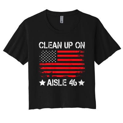 CLEAN UP ON AISLE 46 IMPEACH BIDEN 86 46 VINTAGE US FLAG Women's Crop Top Tee