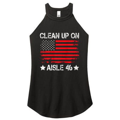 CLEAN UP ON AISLE 46 IMPEACH BIDEN 86 46 VINTAGE US FLAG Women’s Perfect Tri Rocker Tank