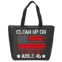 CLEAN UP ON AISLE 46 IMPEACH BIDEN 86 46 VINTAGE US FLAG Zip Tote Bag