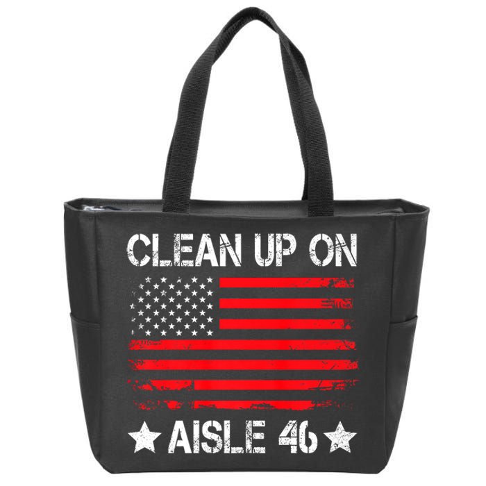 CLEAN UP ON AISLE 46 IMPEACH BIDEN 86 46 VINTAGE US FLAG Zip Tote Bag