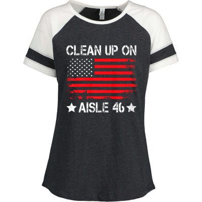 CLEAN UP ON AISLE 46 IMPEACH BIDEN 86 46 VINTAGE US FLAG Enza Ladies Jersey Colorblock Tee