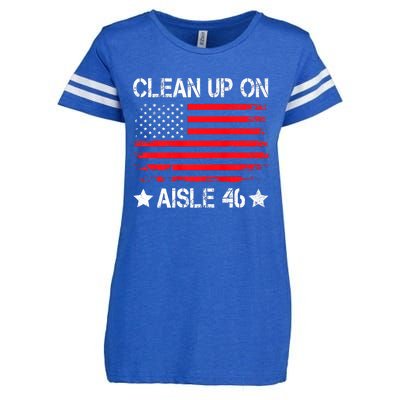 CLEAN UP ON AISLE 46 IMPEACH BIDEN 86 46 VINTAGE US FLAG Enza Ladies Jersey Football T-Shirt