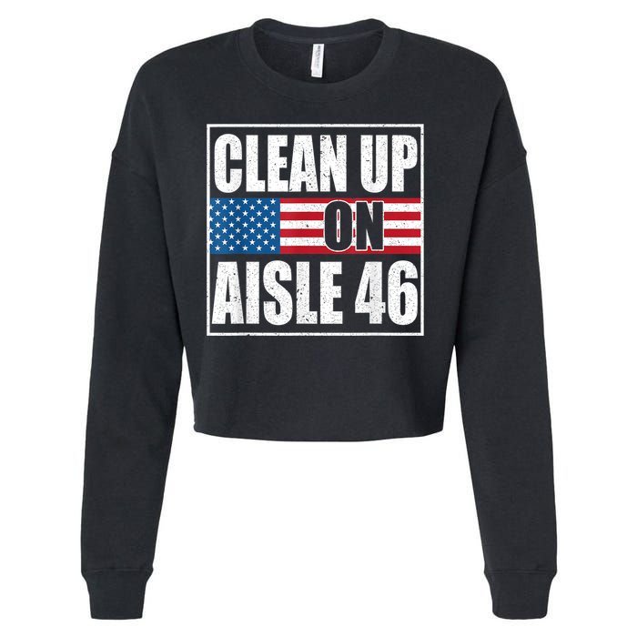 Clean Up On Aisle 46 American Flag Cropped Pullover Crew
