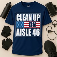 Clean Up On Aisle 46 American Flag Cooling Performance Crew T-Shirt