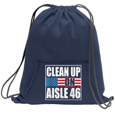 Clean Up On Aisle 46 American Flag Sweatshirt Cinch Pack Bag