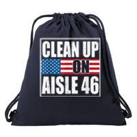 Clean Up On Aisle 46 American Flag Drawstring Bag