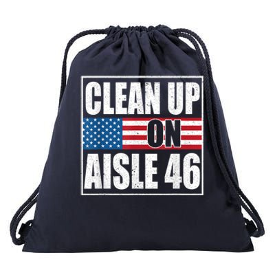 Clean Up On Aisle 46 American Flag Drawstring Bag