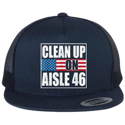 Clean Up On Aisle 46 American Flag Flat Bill Trucker Hat