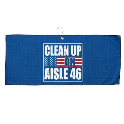 Clean Up On Aisle 46 American Flag Large Microfiber Waffle Golf Towel