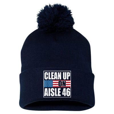 Clean Up On Aisle 46 American Flag Pom Pom 12in Knit Beanie