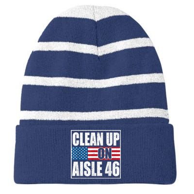 Clean Up On Aisle 46 American Flag Striped Beanie with Solid Band