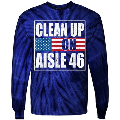 Clean Up On Aisle 46 American Flag Tie-Dye Long Sleeve Shirt