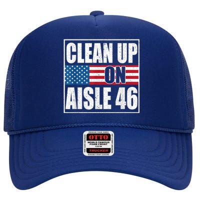 Clean Up On Aisle 46 American Flag High Crown Mesh Back Trucker Hat