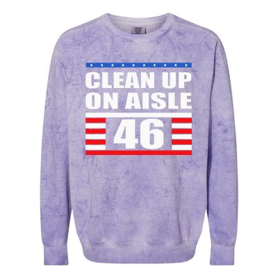 Clean Up On Aisle 46 Impeach Biden 8646 Resign Colorblast Crewneck Sweatshirt