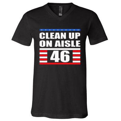 Clean Up On Aisle 46 Impeach Biden 8646 Resign V-Neck T-Shirt