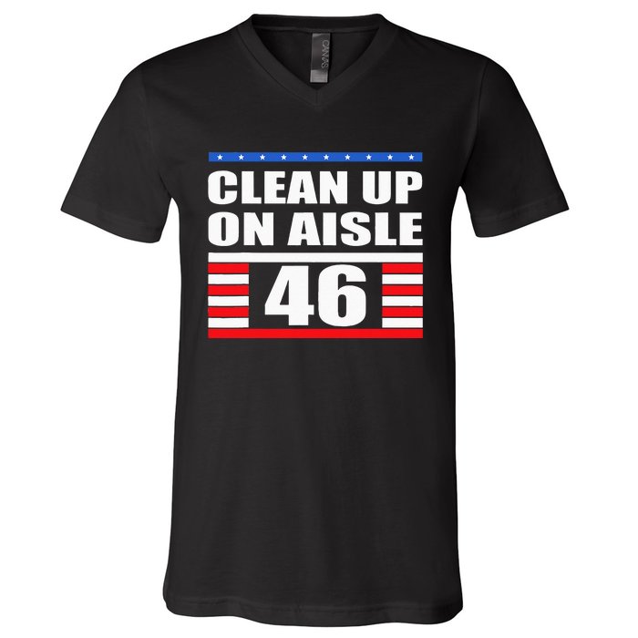 Clean Up On Aisle 46 Impeach Biden 8646 Resign V-Neck T-Shirt