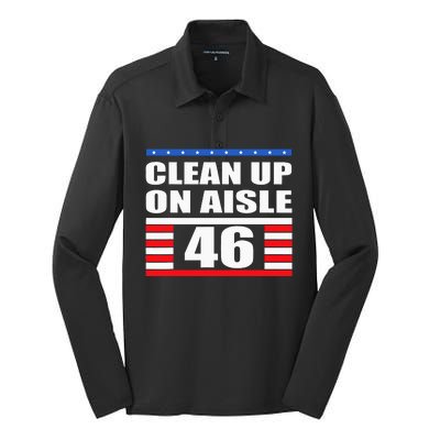 Clean Up On Aisle 46 Impeach Biden 8646 Resign Silk Touch Performance Long Sleeve Polo