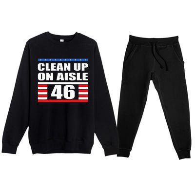 Clean Up On Aisle 46 Impeach Biden 8646 Resign Premium Crewneck Sweatsuit Set