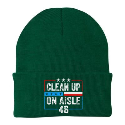 Clean Up On Aisle 46 Impeach Biden Political US America Flag  Knit Cap Winter Beanie