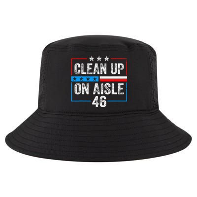 Clean Up On Aisle 46 Impeach Biden Political US America Flag  Cool Comfort Performance Bucket Hat