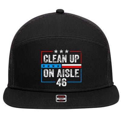 Clean Up On Aisle 46 Impeach Biden Political US America Flag  7 Panel Mesh Trucker Snapback Hat