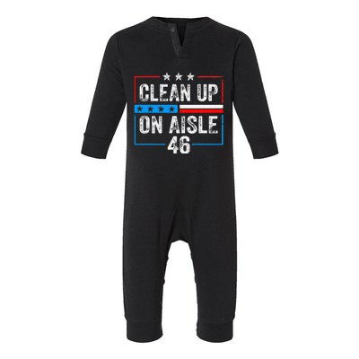 Clean Up On Aisle 46 Impeach Biden Political US America Flag  Infant Fleece One Piece