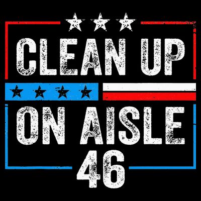 Clean Up On Aisle 46 Impeach Biden Political US America Flag  T-Shirt