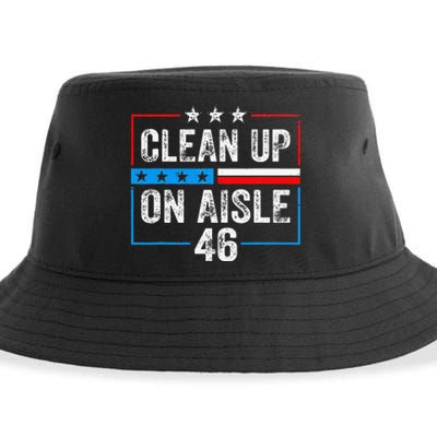 Clean Up On Aisle 46 Impeach Biden Political US America Flag  Sustainable Bucket Hat