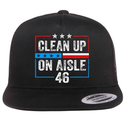 Clean Up On Aisle 46 Impeach Biden Political US America Flag  Flat Bill Trucker Hat