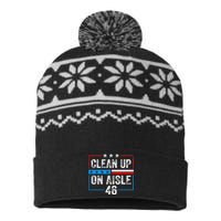 Clean Up On Aisle 46 Impeach Biden Political US America Flag  USA-Made Snowflake Beanie