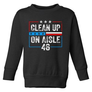 Clean Up On Aisle 46 Impeach Biden Political US America Flag  Toddler Sweatshirt