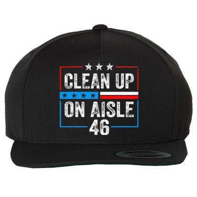 Clean Up On Aisle 46 Impeach Biden Political US America Flag  Wool Snapback Cap