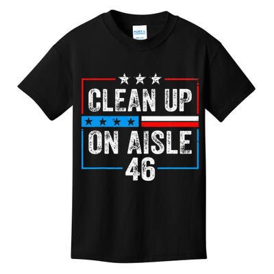 Clean Up On Aisle 46 Impeach Biden Political US America Flag  Kids T-Shirt